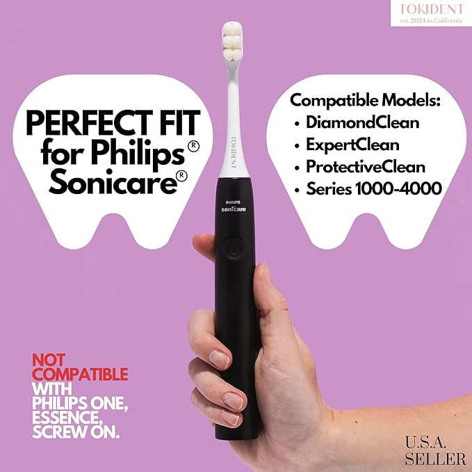 Replacement Brush Heads for Philips Sonicare Electric Brush - Ultra Soft Toothbrush Heads for Sensitive Teeth & Gums - Replacement Head with 10,000 Wave Cut Nano Bristles - 4 Pack - Stealth