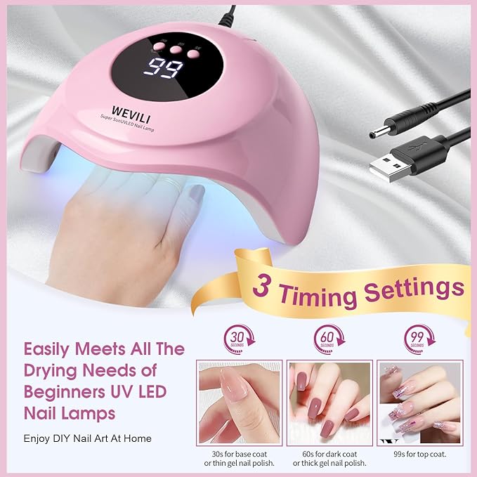 UV LED Nail Lamp, 72W Nail Dryer for Gel Polish with 24 LED Beads 3 Timer Setting, Professional Nail Light UV Nail Lamp for Gel Nails with Auto Sensor& LCD Screen