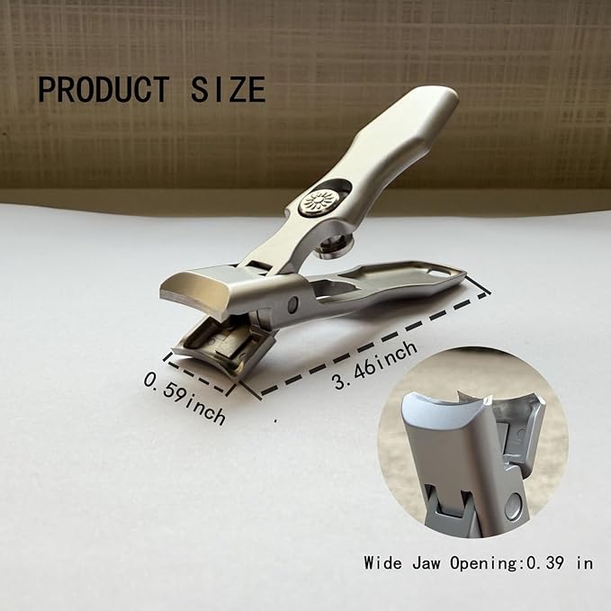 German Stainless Steel Nail & Toenail Clippers for Thick Nails - Heavy Duty Wide Jaw,Safety Lock,Anti-Splash Design for Seniors,Travel (Silver)
