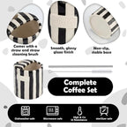 1 Pack Ceramic Coffee Mug with Sip Hole Espresso Cup 10oz with Straws Retro - Image 3