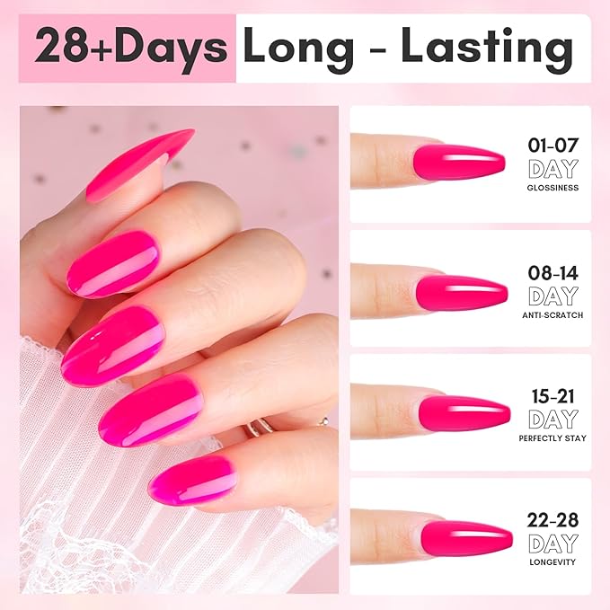 Makartt Poly Nail Gel-50ML Large Capacity-Dazzling Pink Color, Strong Builder for Extension Overlay Strengthener 3D Diy, Long-lasting for Nails French Manicures Home Salon-Pink Flare