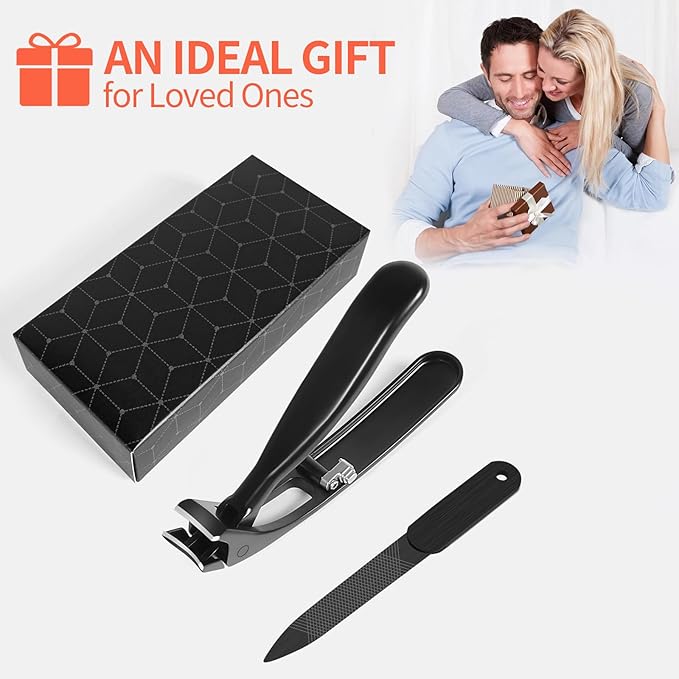 Nail Clippers for Men Toenail Clippers and Fingernail Clipper Toe Nail Clippers for Women Nail Clipper with Long Handle Wide Jaw (D-Black New)