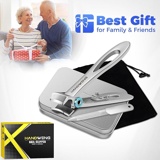 Nail Clippers for Men Thick Nails, Heavy Duty Large Toe Nail Clippers for Thick Nails for Seniors, Ultra Sharp Wide Jaw Opening Toenail Clippers Fingernail Clippers Cutter for Tough Nails