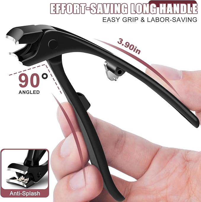 Toenail Clippers for Thick Toenails with Wide Opening, Large Long Handled Angled Toe Nail Clippers for Thick Nails for Seniors, Heavy Duty Nail Clippers with Catcher Gifts for Men & Women