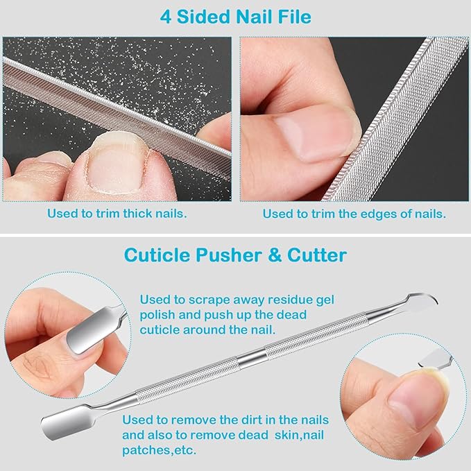 Toenail Clippers for Thick Toenails, Heavy Duty Toe Nail Clippers for Seniors Ingrown Toenail, Angled Head Nail Clippers for Men & Women, Professional Nail Cutter Podiatrist Toenail Clippers Kit-6 Pcs