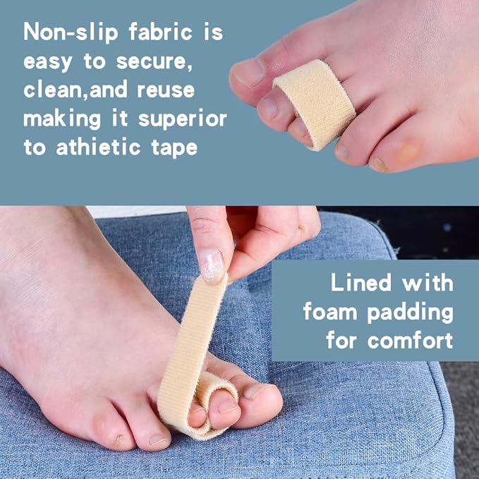 Medical-All Toe Separators for Women Overlapping Toes, Bunion Corrector and Toe spacers, Buddy Wraps for Broken Toes, Hammertoe Straightener (Black)
