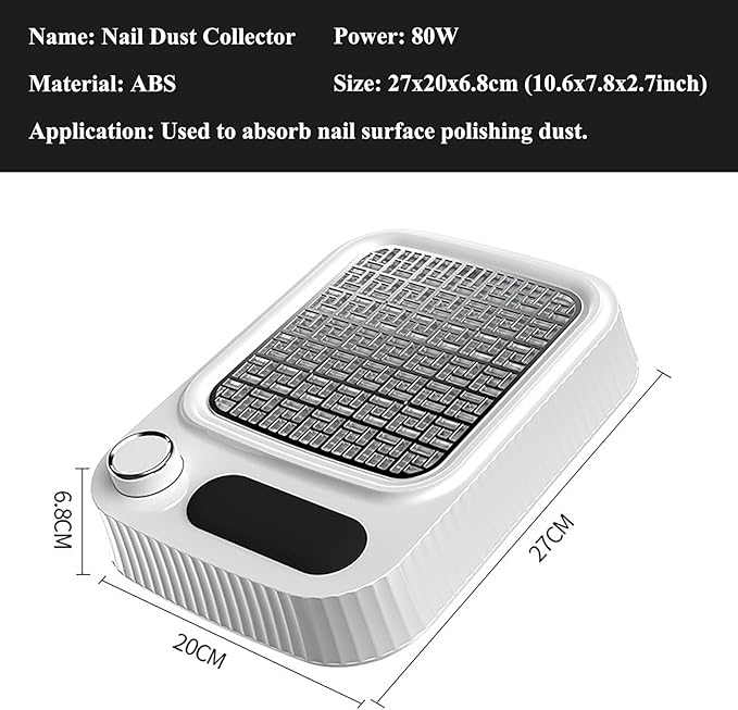 Winb Nail Dust Collector with Vacuum Fan - Professional Dust Extractor for Nail Tech, Powerful Suction & Ultra-Quiet | for Acrylic Nail Polishing