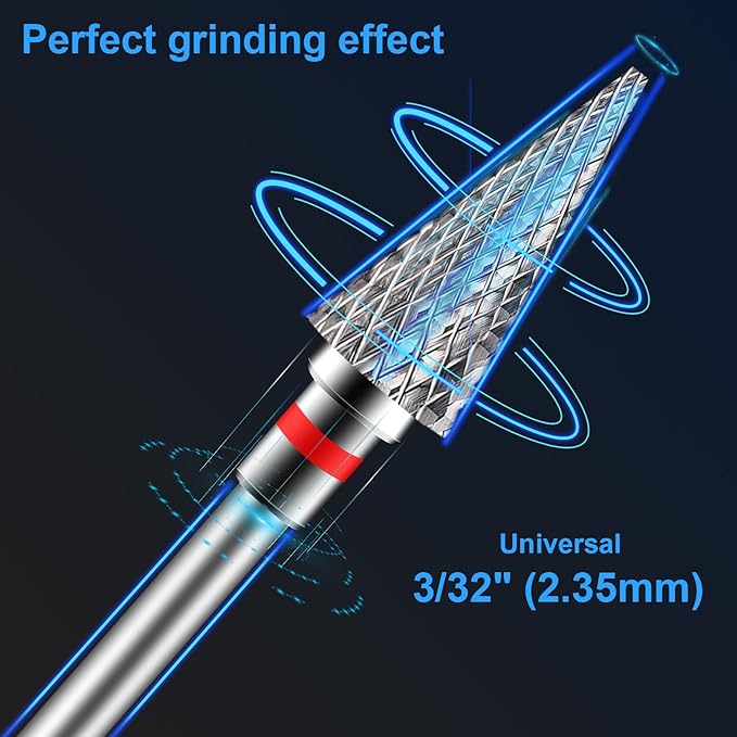 Diesisa 2 Pack Nail Drill Bits for Acrylic Nails, 3/32" Shank Drill Bits for Nails Professional Electric Nail Drill Bits for Home Salon/Fine+Medium Nail Bits - Nib
