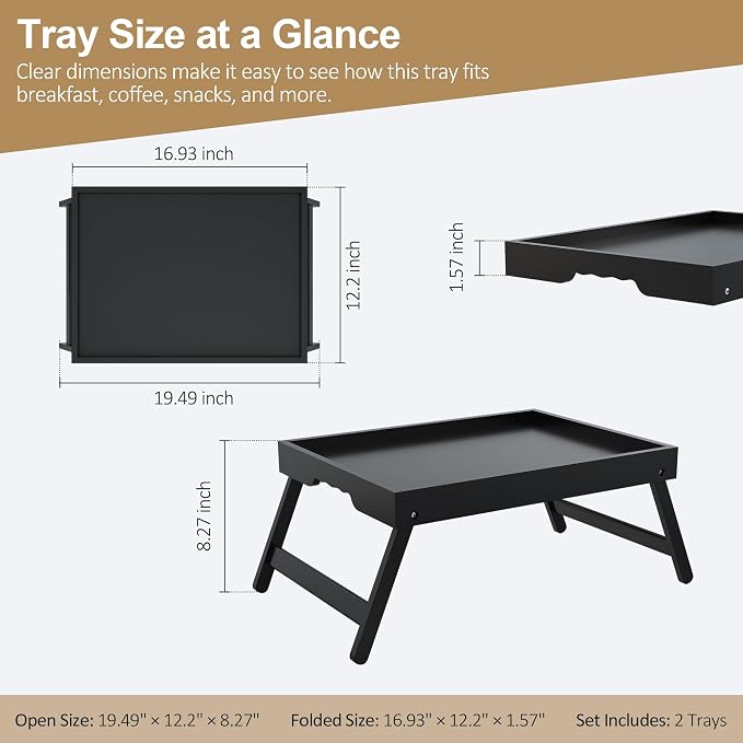 Bamboo Breakfast Trays with Folding Legs, laptops and serving in bed. - Image 5