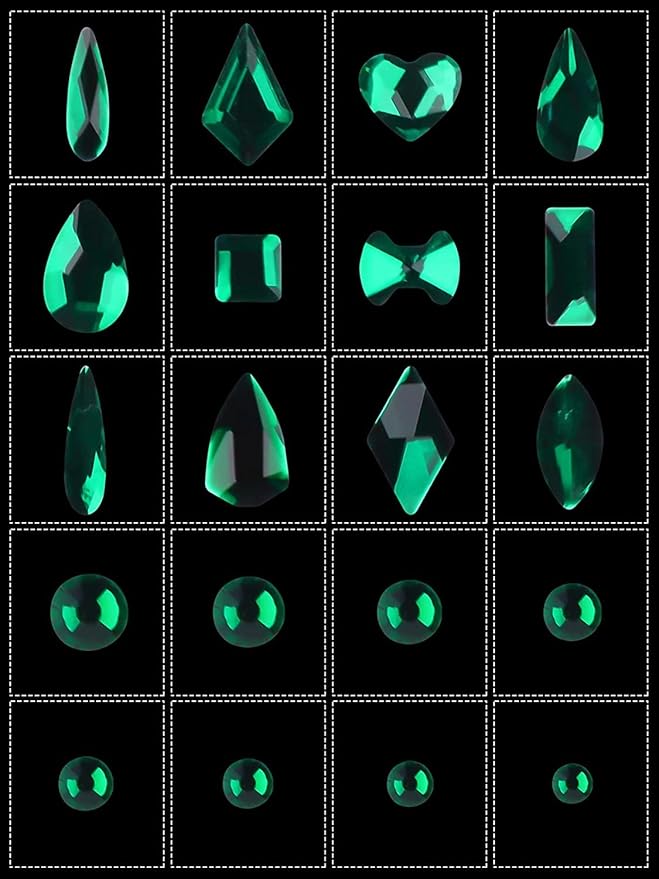 3100Pcs Green Rhinestones for Nail, EBANKU 12 Types of 600 Nail Diamonds +2500 Flat Rhinestones Kit Mixed Shape AB Nail Gems Jewels with Rhinestone Picker Dotting Pen Tweezers
