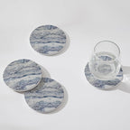 Set of 6 Navy Abstract Onyx Marble Coasters - Image 2