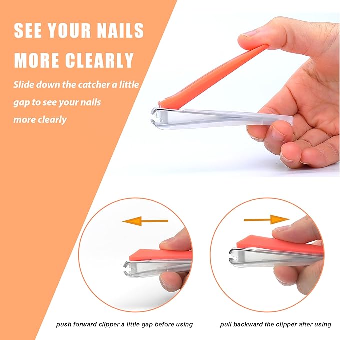 Stocking Stuffers, Nail Clippers Set, Gifts for Women Men Mom Dad Girl Boy Seniors, No Splash Nail Cutter 2PCS - Orange