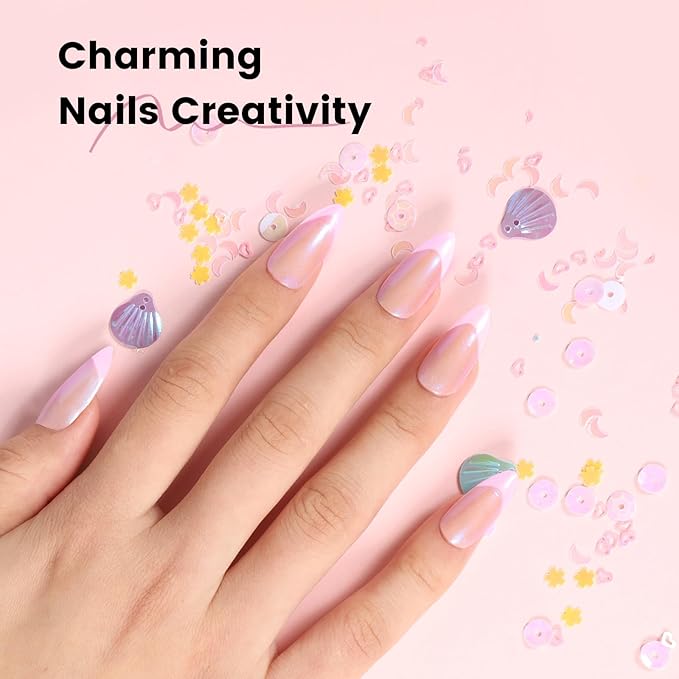 4 Jars Pearl Chrome Nail Powder Set, Mermaid Chrome Nail Powder Pearlescent Iridescent Glitter Dust Kit Nail Art Decoration Gift for Home & Salon