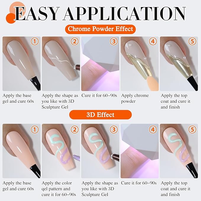 Double Rhythm 0.5 Oz 3D Nail Gel Nail Art Sculpting Gel No Wipe Gel Polish for Nail Designs DIY Nail Art for Drawing, Molding, Sculpture and Decoration (3D Sculpting Gel Clear)