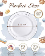 bUCLA 100Pieces Silver Plastic Plates - Image 2
