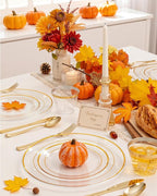 bUCLA 300Pcs Clear Gold Plastic Disposable Dinnerware Set - Image 4