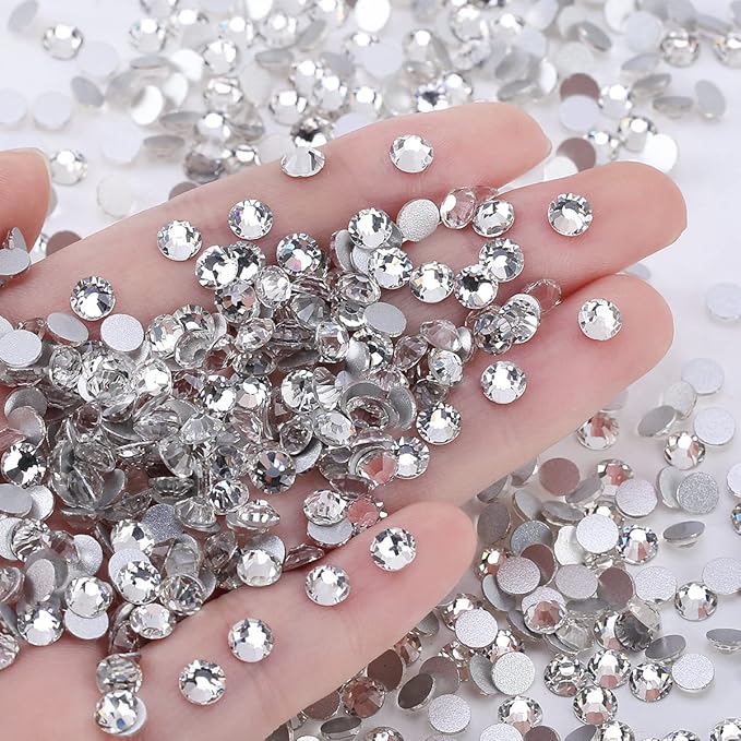 Novani Rhinestones 3000Pcs Flatback Crystal Round Loose Gemstones Glass Rhinestones for Crafts Makeup Nail Art Clothes Shoes DIY Decorations(SS10, 2.7-2.9mm,Crystal Clear)