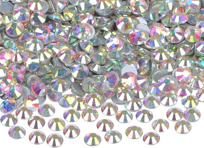 2880PCS Art Nail Rhinestones Non Hotfix Glue Fix Round Crystals Glass Flatback for DIY Jewelry Making with one Picking Pen (ss8 2880PCS, Crystal AB)