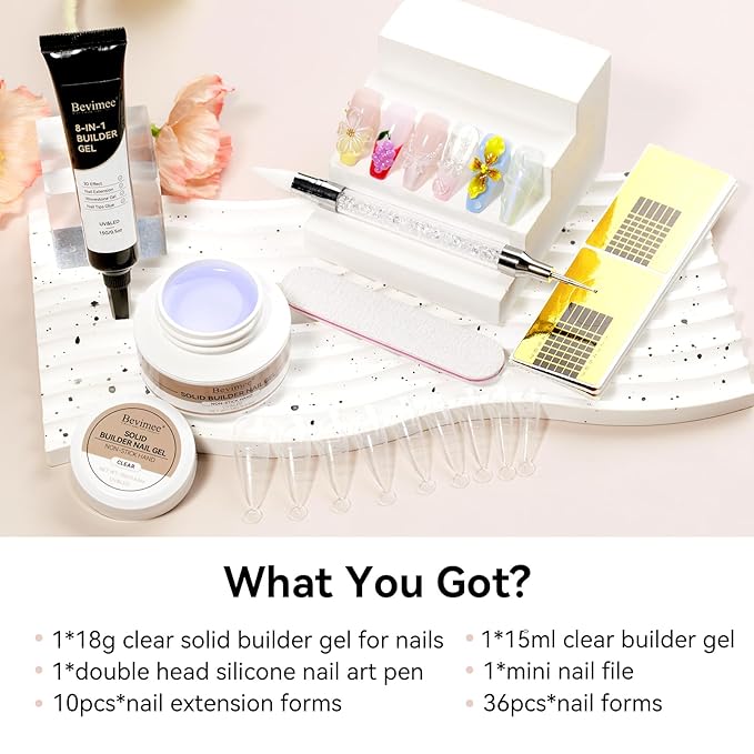 Solid Builder Gel for Nails and 15ml Builder Gel, Molding Gels for Nails Clear Non-Stick Hand For Modeling, Sculpture, Nail Extension UV/Led Manicure DIY At Home