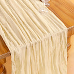 DeZerlor Beige Cheesecloth Table Runners 12 Pack Summer Boho Runners | - Image 4