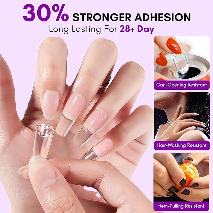 Makartt Solid Nail Glue Gel: Extra Strong Gel Nail Glue for Press On Nails & Fake Tips Long-Lasting Strong Adhesion Nails Glue for Acrylic Nails Clear 3D Gels for Nail Art Home Salon UV Light Cured