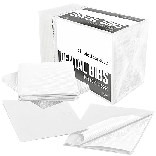 Disposable Dental Bibs 13"x18" - 3 Ply Waterproof Tattoo Bib Sheet for Patients - Dentist or Medical Tray Cover and Nail Table Cover Supplies, White