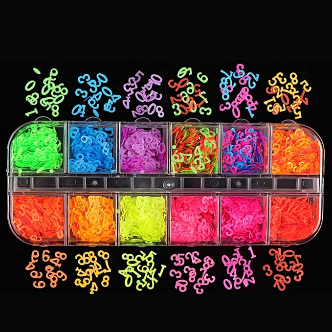 Letters Glitter Nail Art Sequins, Holographic Laser 3D Sparkly Nail Flakes Design, Alphabet Numbers Acrylic Nails Supplies for Women Girls Manicure Charms Decorations DIY Resin Nail Art Tips Crafts