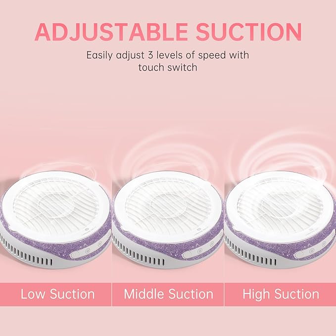 Nail Dust Collector, Cordless Dust Collector Nail Tech, Powerful Vacuum Fan Vent Dust Collector Extractor Dust Suction Machine for Acrylic Nails Polishing, Nail Salon&Home