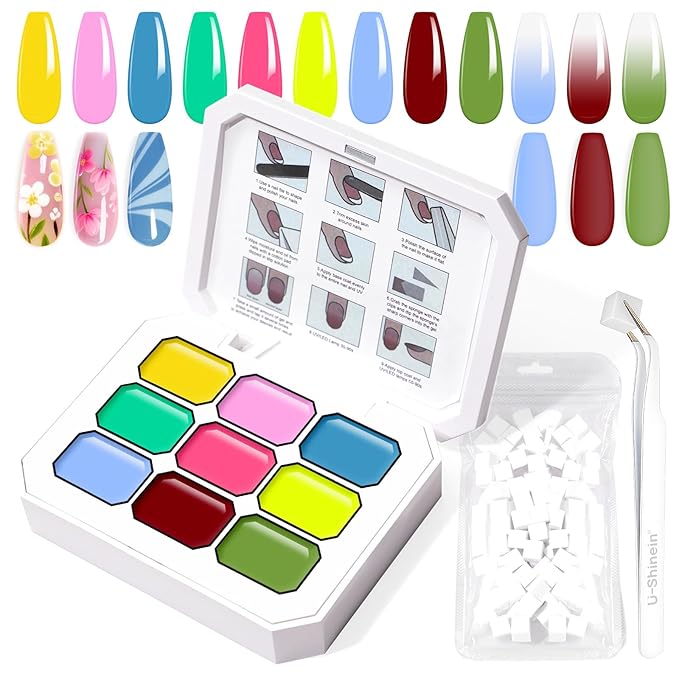 Gradient Painting Gel, 9 Bright Colors Ombre Gel Nail Polish Light Blue Pink Pigment Pat Nails Aura Nails French Manicure Soak Off UV Long-lasting No-wipe Home Salon DIY Nail Art ChromaGlow