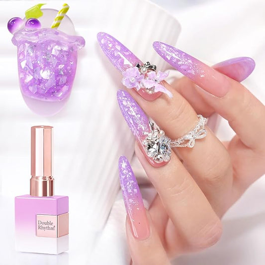 Double Rhythm 0.5Oz Glitter Gel Polish Same Color Same Bollte Shimmer Reflective Color for Nail Art Salon DIY Soak Off 15ml Nail Lamp Gel Polish at Home (Shell Purple-B1205)