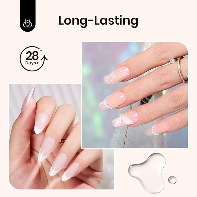 Beetles Gel Base and Top Coat Set, 2pcs 10ml Shine Finish and Long Lasting Top Coat Gel Nail Polish, Soak Off LED Nail Lamp Nail Polish Art Design Home DIY Manicure Gifts for Women