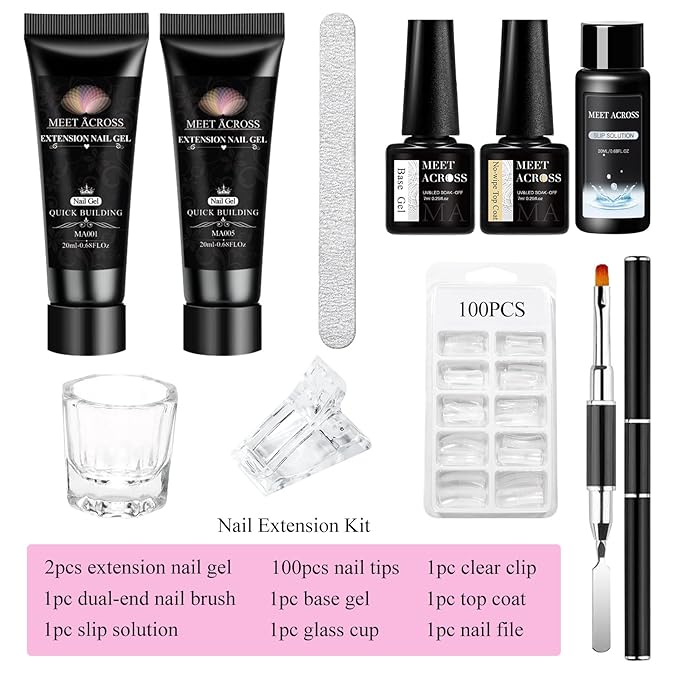 MEET ACROSS Poly Nail Gel 10Pcs Nail Extension Gel Set and Nail Extension Starter Kit for Beginners Nail Art DIY Home Gifts for Women (SET-3, 10pcs)