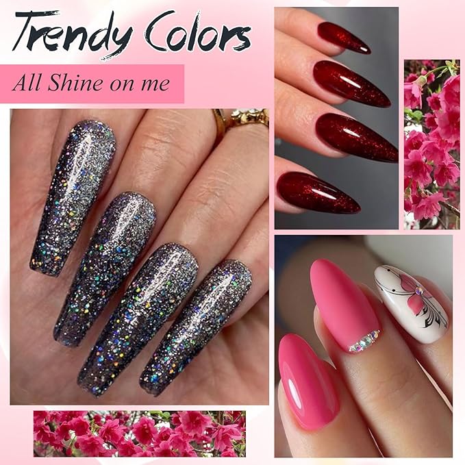 MEET ACROSS 12PCS Gel Nail Polish Set, 12 Colors Gel Nail Kit Art Design Soak Off UV LED,Nail Art Design Gifts for Women (SET-5, 12PCS)