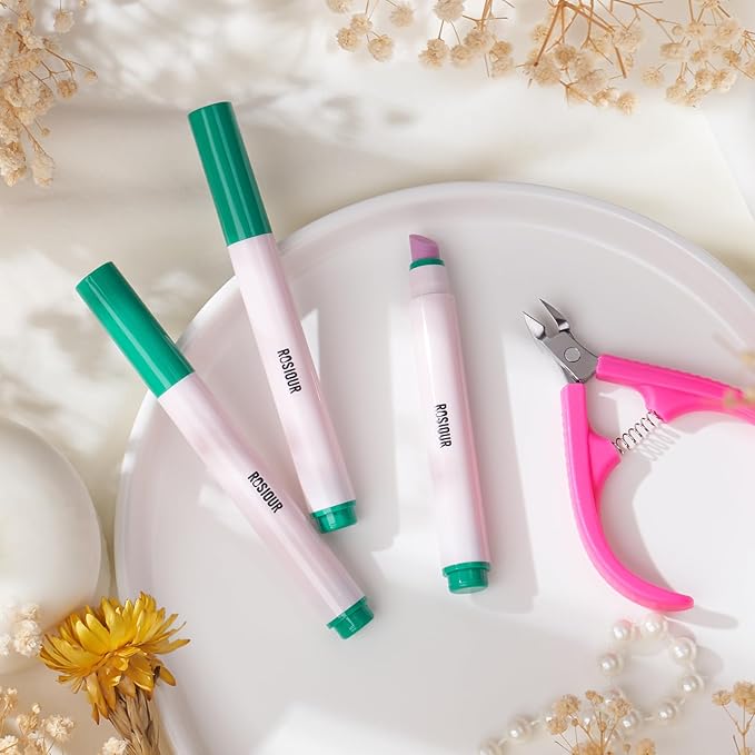 Ceramic Cuticle Oil Pusher Pen: 3-in-1 Nail Cuticle Buffer Pens for Hangnails, Dry & Damaged Nails, Moisturize Strengthen Brighten Nails Care