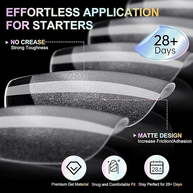 Extra Short Coffin Nail Tips, 240Pcs Soft Gel Nails, Half Matte Full Cover False Nail Tips for Nail Extension, Manicure, Home DIY, Salon, 12 Sizes, Pre-Shaped Acrylic Gelly Nails
