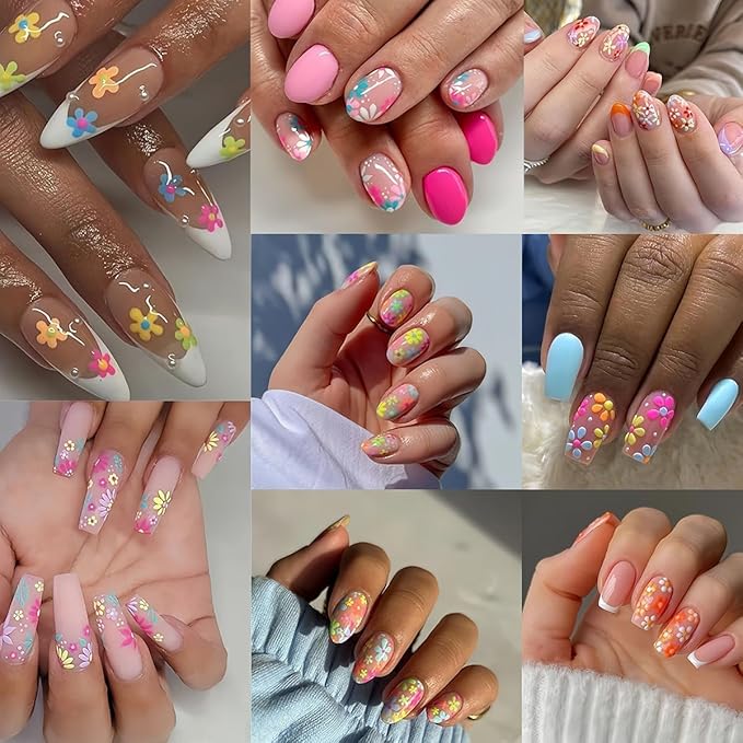 30 Sheets Flower Nail Stickers Floral Nail Art Stickers 3D Embossed Self Adhesive Nail Decals Heart Butterfly Rose Bow Nails Design Spring Nail Art Decals for Women Manicure DIY Decoration