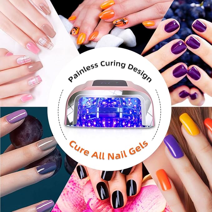 96W Rechargeable UV LED Nail lamp,Cordless Nail Dryer with Removable Stainless Steel Bottom,Professional Curing Lamp for Fingernail and Toenail, Auto Sensor & Quick Dry Nail Machine (Pink)