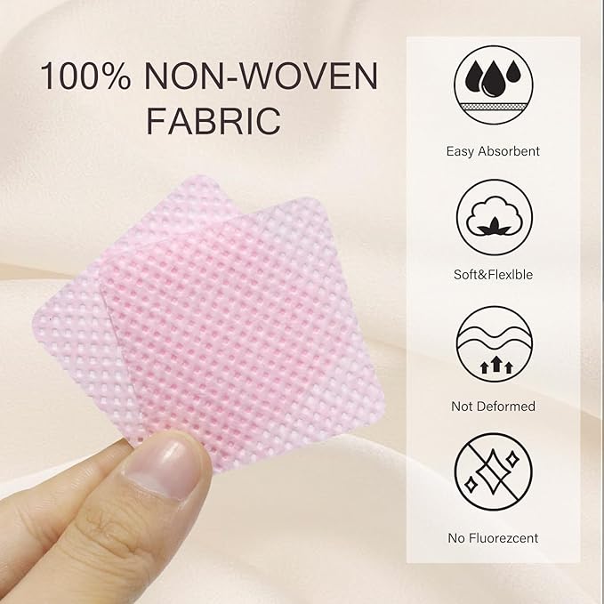 400 PCS Lint Free Nail Wipes Eyelash Extension Glue Wipes Absorbent Soft Super Non-Woven Fabric Lash Glue Wipes Nail Polish Remover Wipes for Lash Extension Supplies（Pink)
