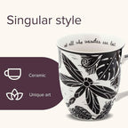 Karma Gifts 14 oz Black and White Boho Mug Dragonfly - Image 3
