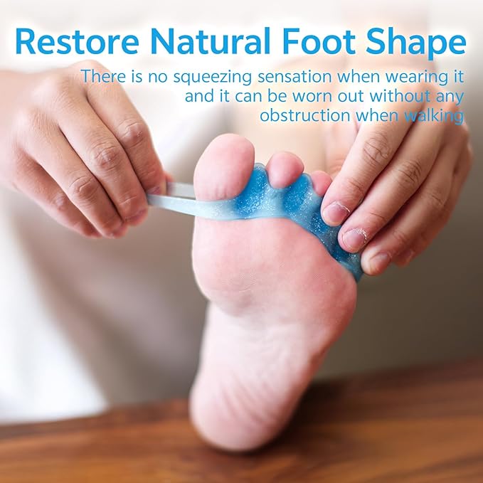 Durable Unisex Toe Separators with Sparkle Design for Yoga & Daily Use - Flexible Silicone toe Spacers for Bunions, One-Size-Fits-All for Men & Women (2PCS) (Blue)