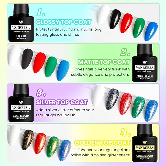 VANREESA Gel Nail Polish Kit with U V Light 52 Pcs Gel Polish Nail Set 36 Popular Colors Nail Polish Set + Base and 3 Effects Top Coat with Manicure Tools Complete Nail Kit Gifts for Women Girls