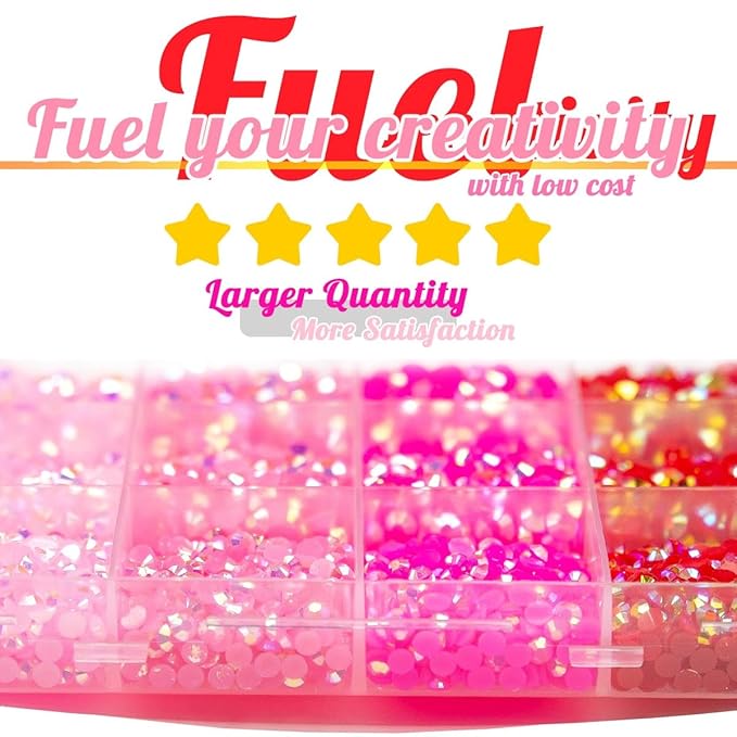 Light Pink Red Jelly Resin Rhinestones Bulk 3mm 4mm 5mm Flatback Hot Pink Stones for Crafting Colorful AB Non-Hotfix Rose Pink Resin Gems Diamonds for Crafts DIY Tumblers Nails Eyes Face Makeup