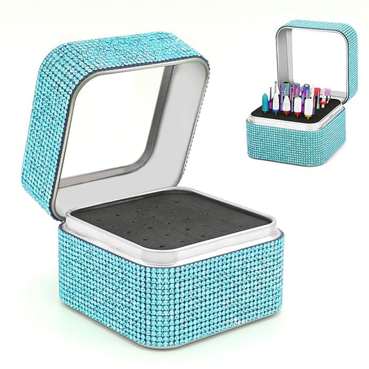 Nail Drill Bits Holder Case- 25 Holes Dustproof Rhinestone Nail Bits Box Efile Displayer Organizer Container for Manicure Tools