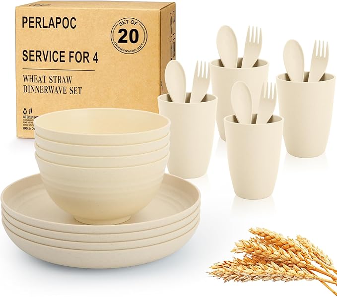 Kitchen Wheat Straw Dinnerware Sets by Perlapoc