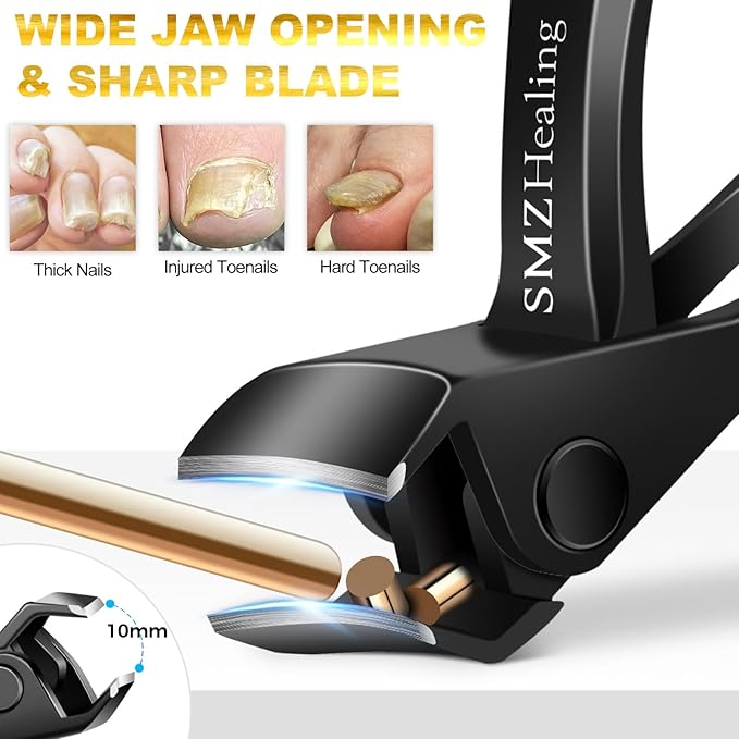 Stocking Stuffers for Men 2025, 15° Curved Head Large Toe Nail Clippers for Seniors Thick Nails, Wide Jaw Opening Heavy Duty Fingernail Clipper with Long Handle