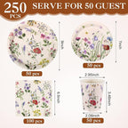 250 Pcs Wildflower Party Decorations Include Spring Summer Floral Paper Plates - Image 2