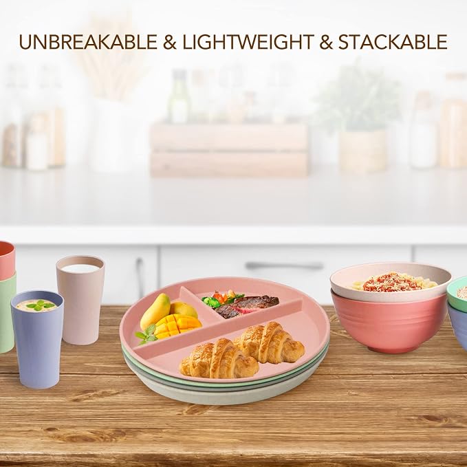 10 Inch 4PCS Unbreakable Portion Control Plates, Divided Plates - Image 5