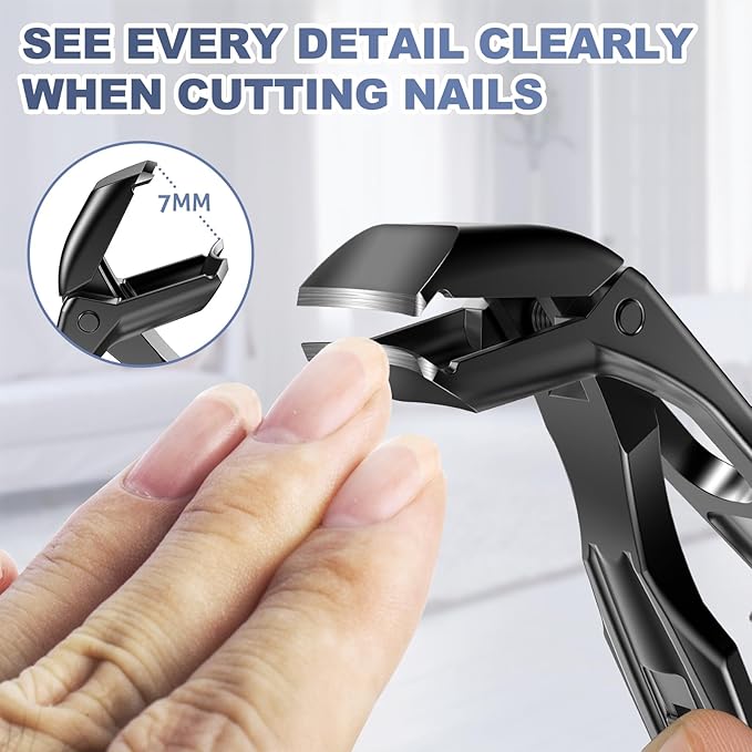Toenail Clippers for Seniors Thick Toenails, Upgrade Angled Head Large Toe Nail Clippers for Men with Wide Jaw Opening, Sharp Heavy Duty Fingernail Clipper Cutter with Catcher