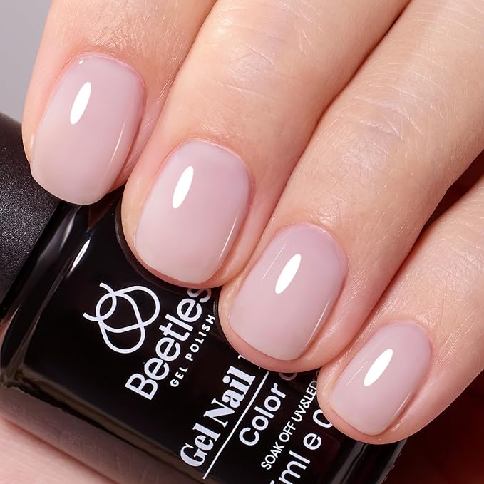 Beetles Nude Gel Nail Polish - 15ml Nude Purple Jelly Gel Polish Neutral Nail Polish Nail Concealer Sheer Translucent Effect Soak Off UV French Nail Art Manicure Salon DIY Gifts for Women
