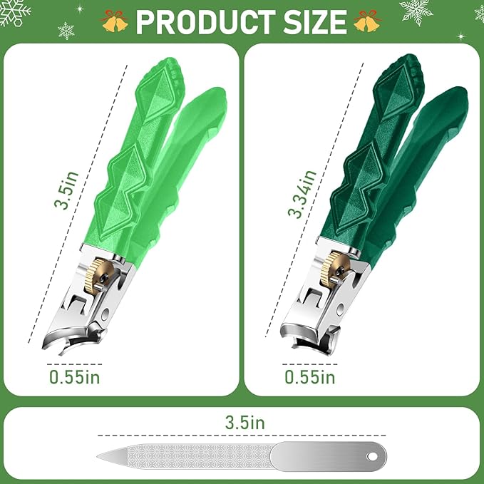2025 Christmas Gifts, Toenail Clippers for Thick Toenails for Seniors, Wide Jaw Opening Nail Clippers, Heavy Duty Ingrown Toenail Clippers Nail Cutters, Ultra Sharp Slanted Nail Clippers, Dual Green